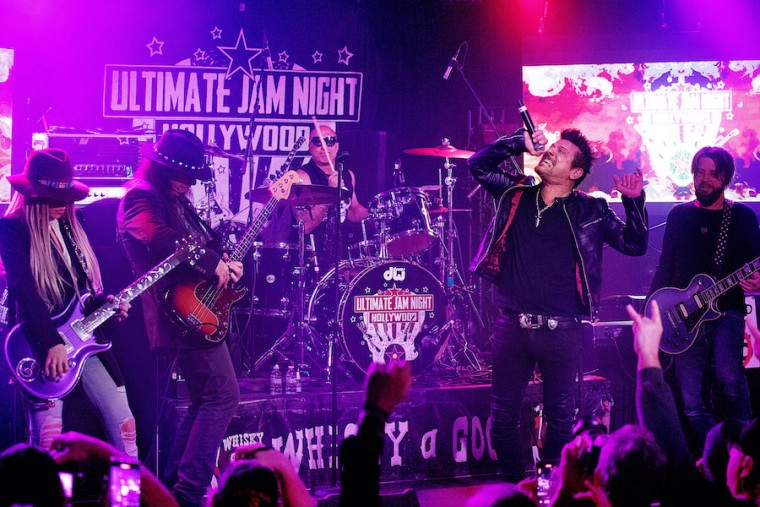 Orianthi, Chuck Wright, Kenny Aronoff, Miljenko Matijevik, Tracii Guns on stage at Ultimate Jam Night